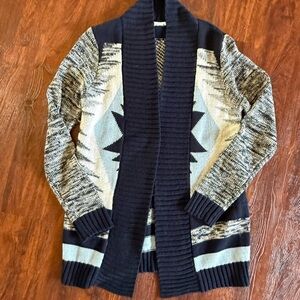 Abound Black and Gray Cardigan Sweater with Open Front Design